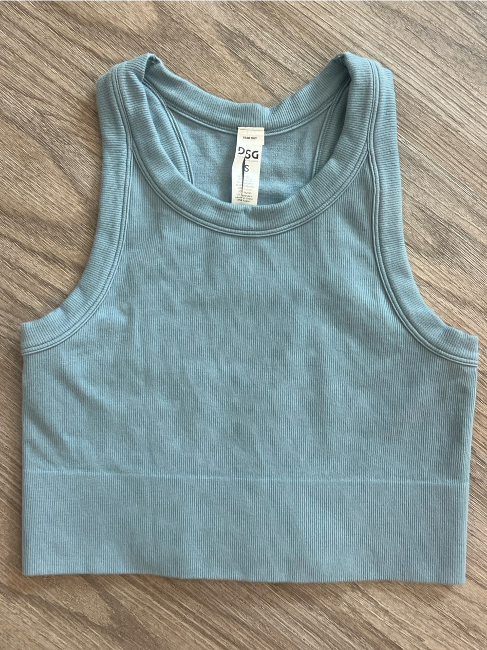 DSG Light Blue Ribbed cropped tank top